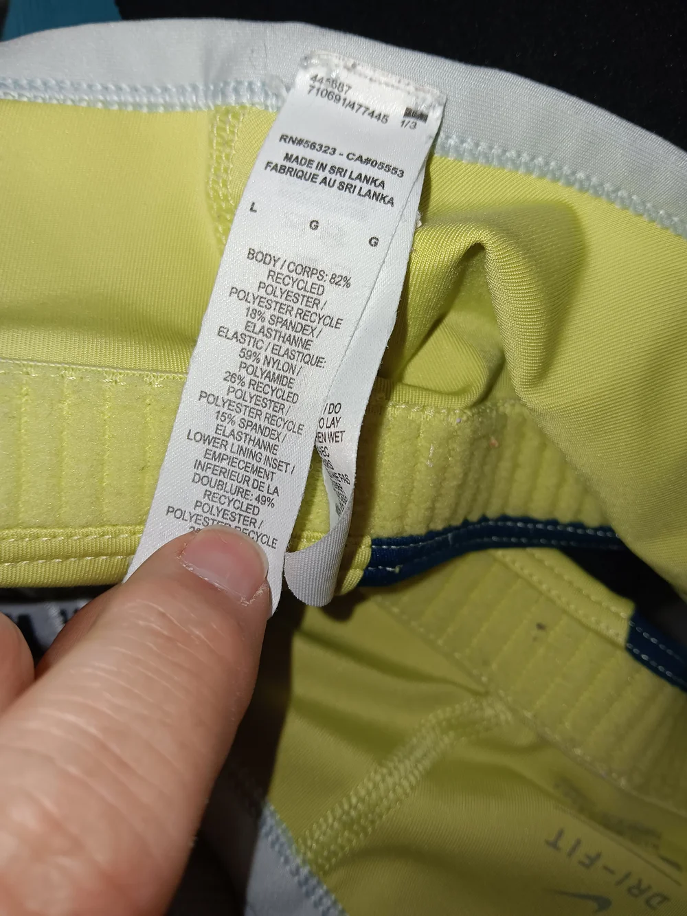 Nike Yellow and Navy Colorblock Racerback Swim Top